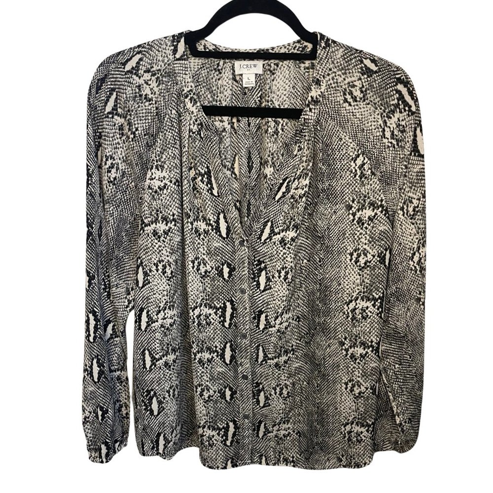 J. Crew Black & White Blouse size Large